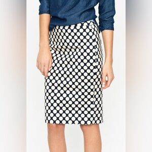 J. Crew Polka Dot Navy and Tan The Pencil Skirt